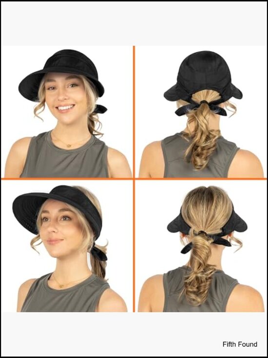Convertible Sun Hat Visor UPF 50+ Wide Brim Ponytail Hole Outdoor Travel main image 4